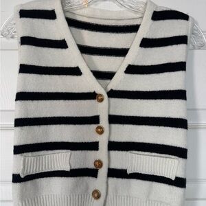 Striped Black and White Sweater Vest